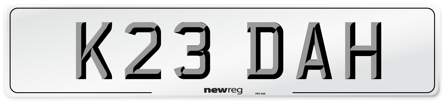 K23 DAH Number Plate from New Reg